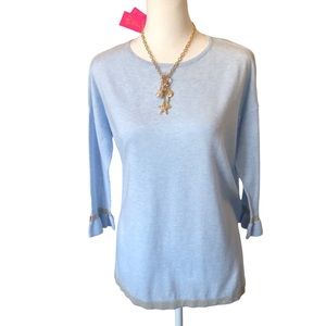 Lilly Pulitzer Charla Sweater XXS Heathered Crew Blue Tint NEW